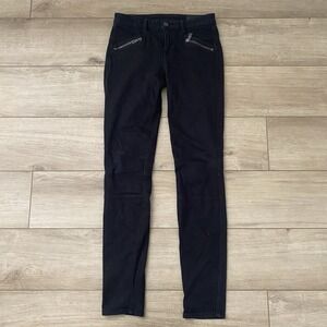 Vince Sz 25 Black Cargo Skinny Jeans Denim Zip Cotton Elastane Women Pockets USA